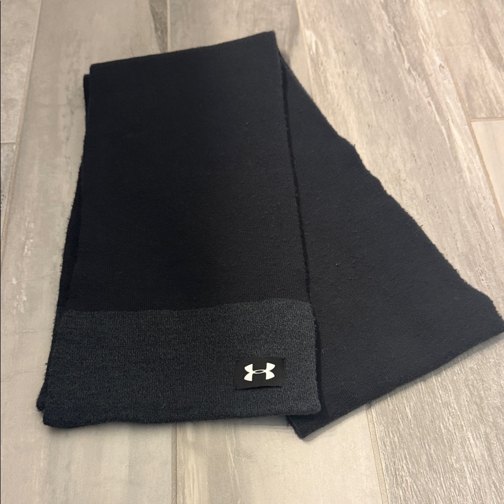 Under Armour Black Scarf with White Logo Patch